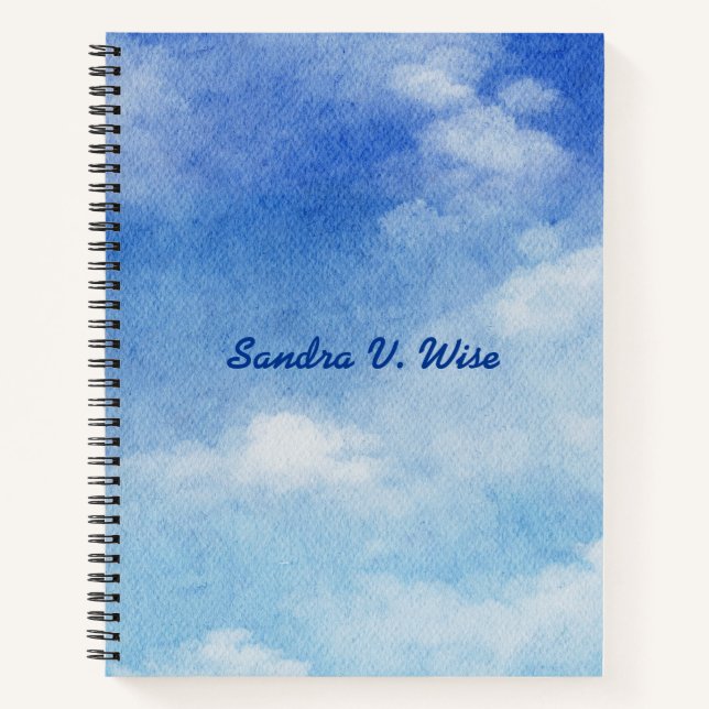 Cuaderno Tranquilo Personalizado Sky Dreams Watercolor Azul (Anverso)