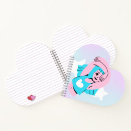 Cuaderno trans art design on heart shape notebook