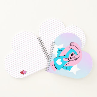 Cuaderno trans art design on heart shape notebook