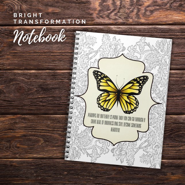 Cuaderno Transformación brillante mariposa amarilla (Bright Transformation Yellow Butterfly Notebook)