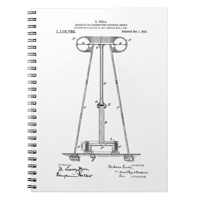Cuaderno Transmisión Pantent US1119732 de la energía de (Frente)