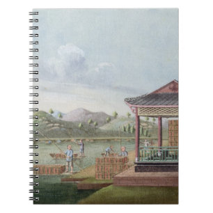 Cuaderno Transportando los cajones de té (w/c en el papel)