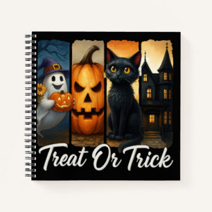 Cuaderno "Trate o truco" Gato de broche de broche de Hallow