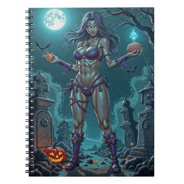 Cuaderno Trato de Halloween o Novia Zombie con cerebros (Frente)