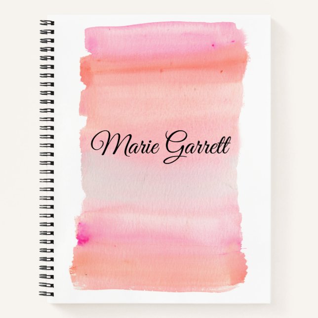 Cuaderno Trazo de pincel de acuarela rosa moderno (Anverso)