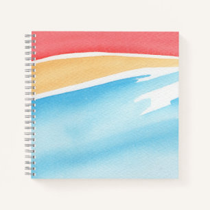 Cuaderno Trazos de acuarela rojos naranjas y azules geniale
