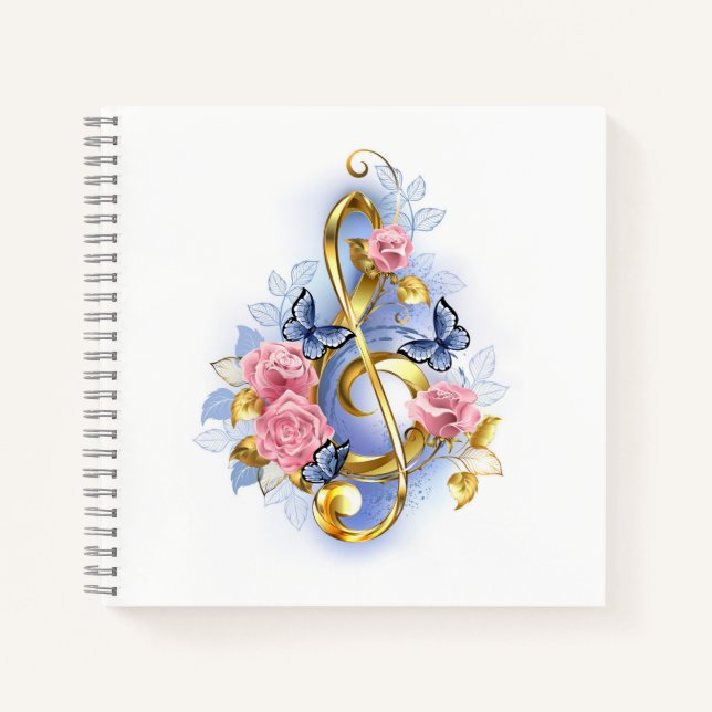 Cuaderno Treble arrecife con rosas rosas rosas rosas (Anverso)