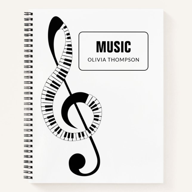 Cuaderno Treble Clef Piano Keys School Music (Anverso)