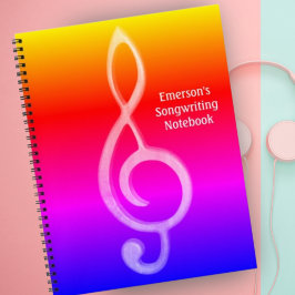 Cuaderno Treble Clef Rainbow Music Design Personalizar Text