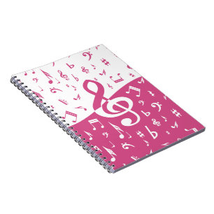 Cuaderno Treble Clef Wave Music Notes en rosa y blanco