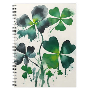 Cuaderno Trébol de cuatro hojas - Flores de acuarela