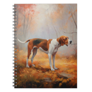 Cuaderno Treeing Walker Coonhound in Autumt Leaves fall