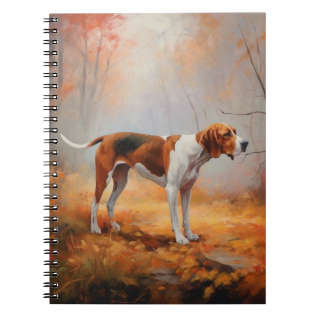 Cuaderno Treeing Walker Coonhound in Autumt Leaves fall (Frente)