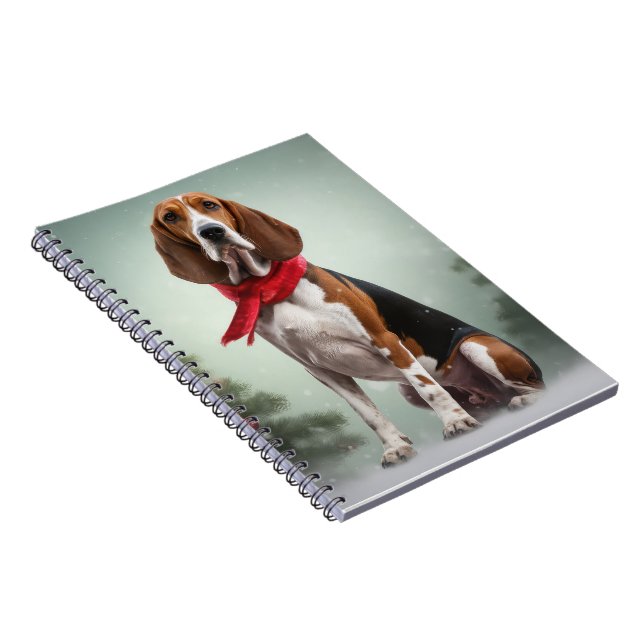 Cuaderno Treeing Walker Coonhound Perro en Navidad Nieve (Lado Derecho)