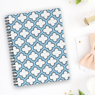 Cuaderno Trellis azul blanco y bebé, Entramado, Quatrefoil