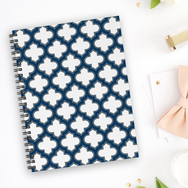 Cuaderno Trellis azul blanco y naval, Entramado, Quatrefoil (Subido por el creador)