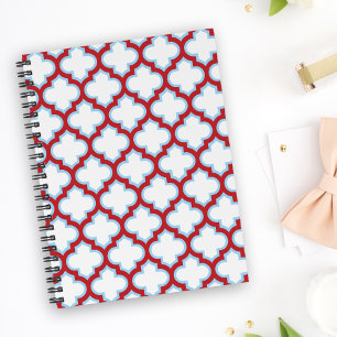 Cuaderno Trellis blanca y roja, Entramado, Quatrefoil