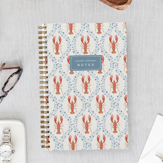 Cuaderno Trellis de langosta roja y azul personalizado (Subido por el creador)