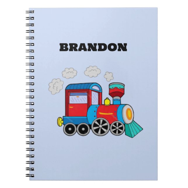Cuaderno Tren de niños azul personalizado (Frente)