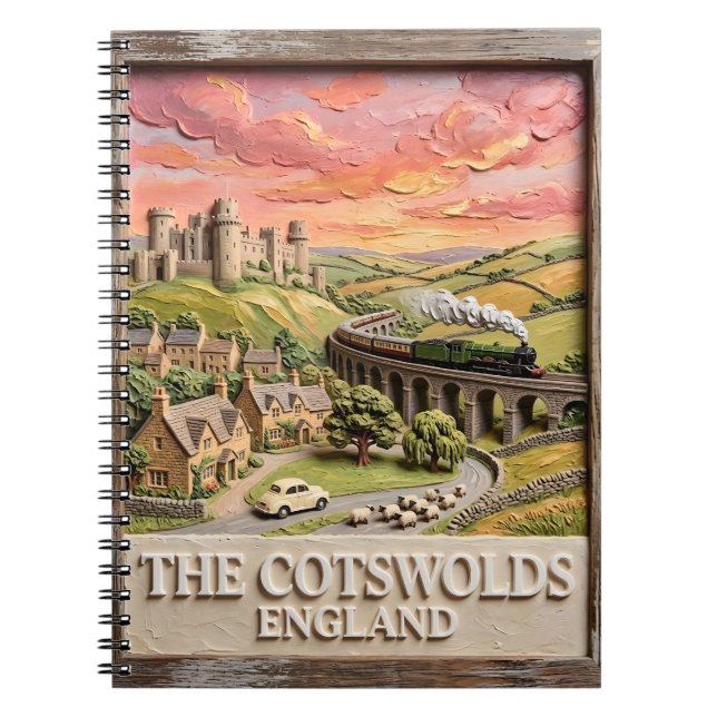 Cuaderno Tren de Vapor de Cotswolds Castillo Campo Inglater (Frente)