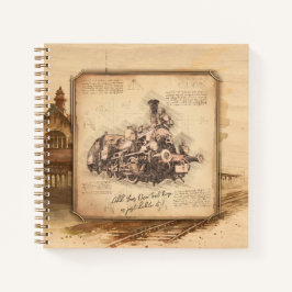 Cuaderno Tren de vapor vintage / Locomotora Art. Regalo de 