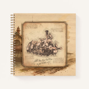Cuaderno Tren de vapor vintage / Locomotora Art. Regalo de 