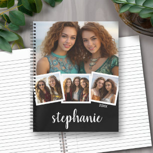 Cuaderno Trendy 4 Nombre de guión de Collage de fotos Blanc