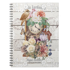 Cuaderno Trendy rustic antique clock French artwork Stamps