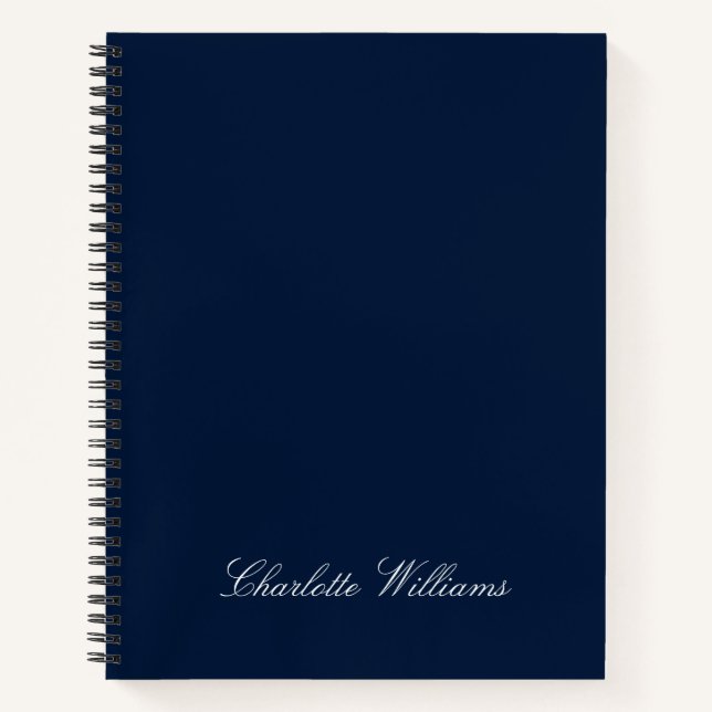 Cuaderno Trendy Script Navy Blue Minimalist Monogram (Anverso)