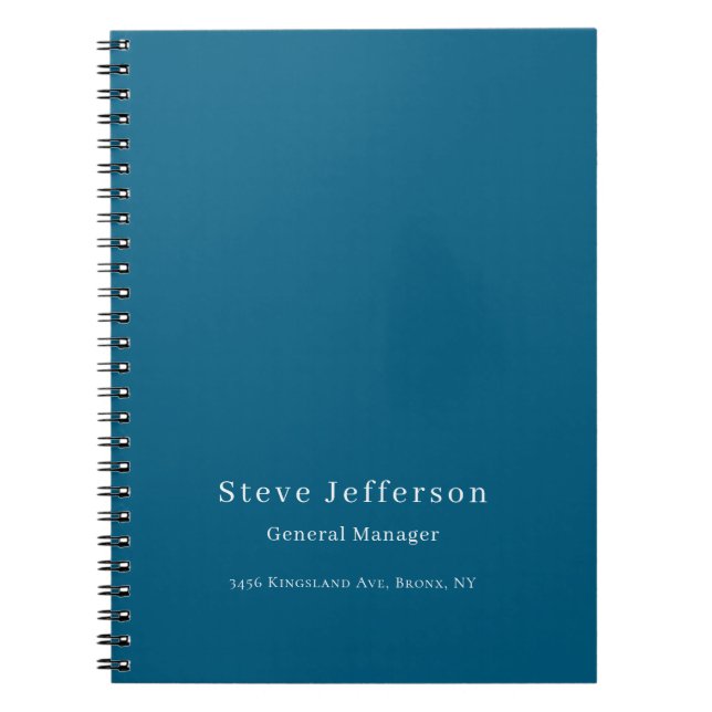 Cuaderno Trendy Stylish Elegant Minimalist Plain Blue (Frente)
