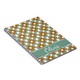 Cuaderno Trendy Teal Caramel Retro Groovy Flowers Seamless