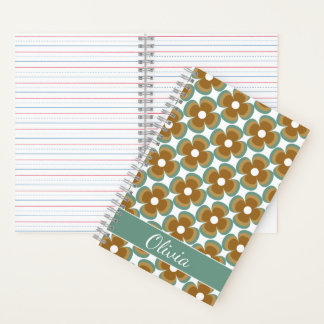 Cuaderno Trendy Teal Caramel Retro Groovy Flowers Seamless