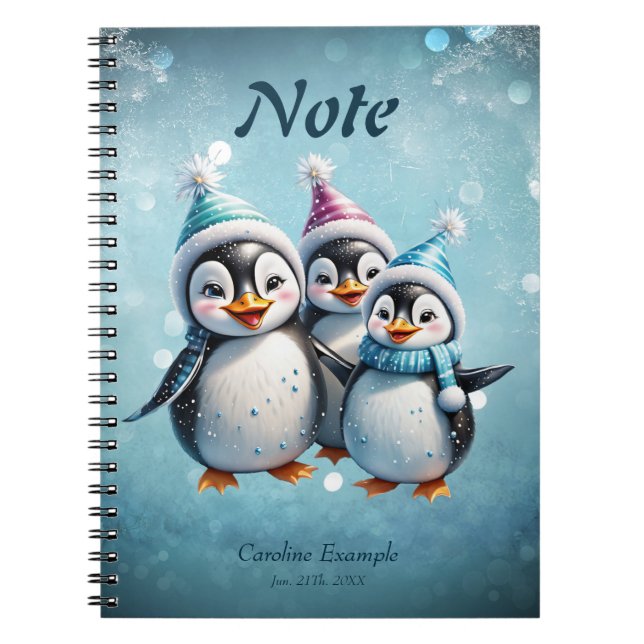 Cuaderno Tres adorables pingüinos (Frente)