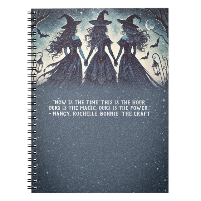 Cuaderno Tres Brujas en Noche de Halloween Estrellada Grimo (Frente)