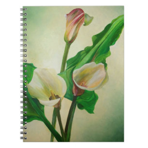 Cuaderno Tres Calla Lilies Asombroso Acrílico Botánico