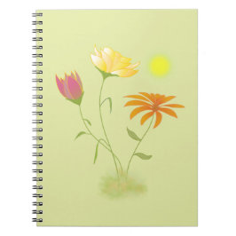 Cuaderno Tres flores en el sol - transparente.