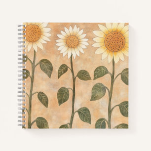 Cuaderno Tres girasoles de terracota Cottagecore