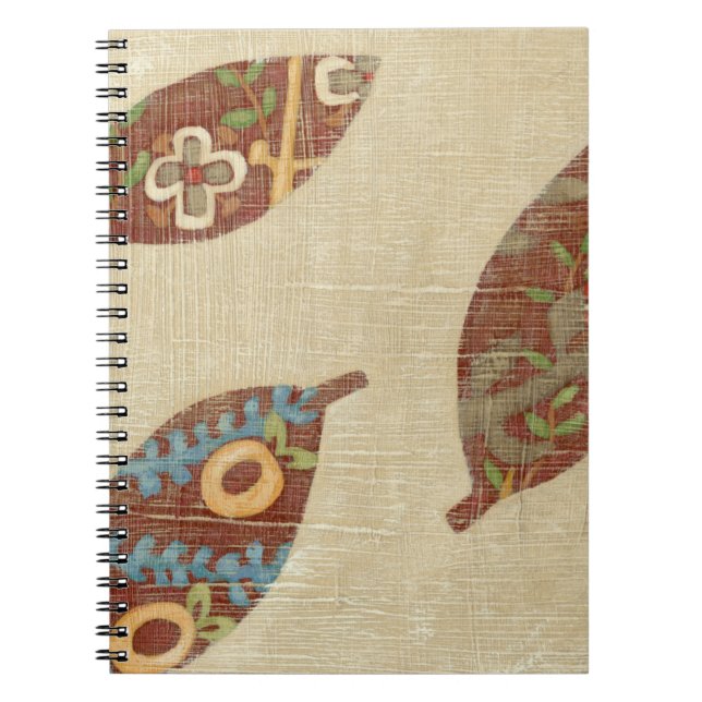 Cuaderno Tres hojas sobre fondo de textura lineal (Frente)