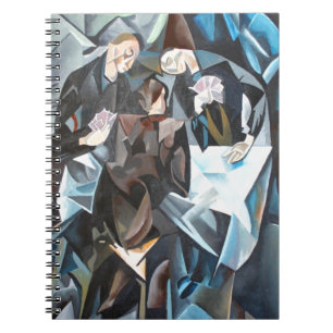 Cuaderno Tres Hombres Jugando Cartas De Arte Geométrico Des