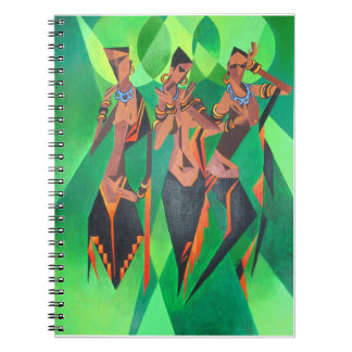 Cuaderno Tres mujeres negras tradicionales étnicas bailando