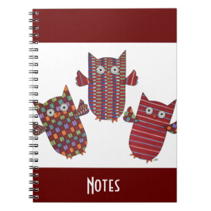 Cuaderno Tres portátiles de búhos rojas