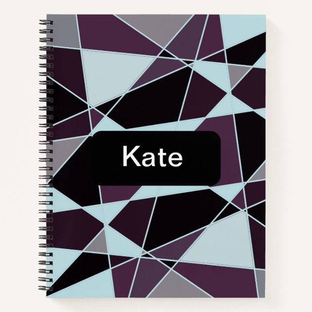 Cuaderno Triángulo negro gris blanco granate Abstracto (Anverso)