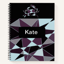 Cuaderno Triángulo negro gris blanco granate Abstracto