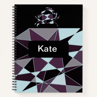 Cuaderno Triángulo negro gris blanco granate Abstracto