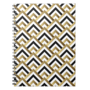 Cuaderno Triángulos abstractos: negro dorado sin foco