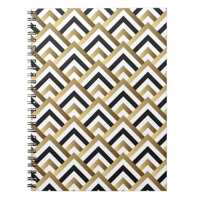 Cuaderno Triángulos abstractos: negro dorado sin foco (Frente)
