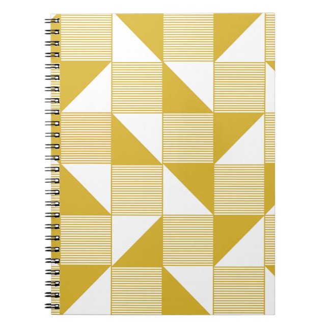 Cuaderno Triángulos Amarillos: Patrón Lineal Sin Marea. (Frente)