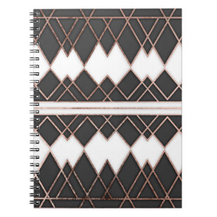 Cuaderno Triángulos blancos y negros del oro color de rosa