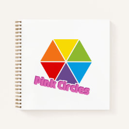 Cuaderno Triángulos coloridos con Círculos rosados Texto