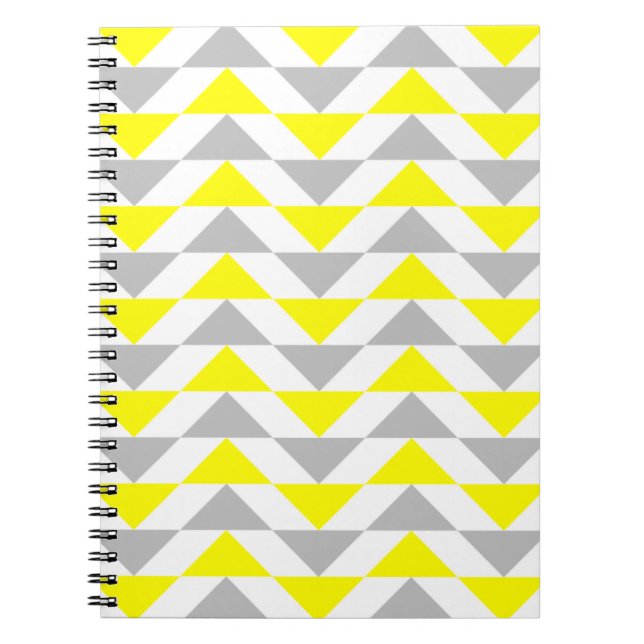 Cuaderno Triángulos geométricos amarillo, gris, modelo (Frente)